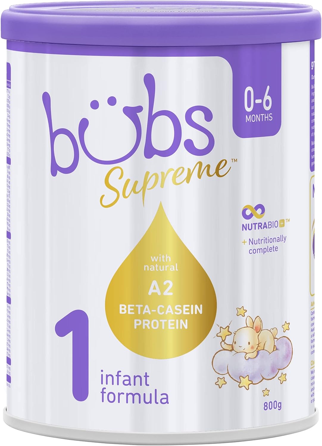 Bubs Supreme Infant Formula, Stage 1, Infants 0-6 months, Made with A2 Beta-Casein Protein Cows Milk, 28.2 oz - Image 1